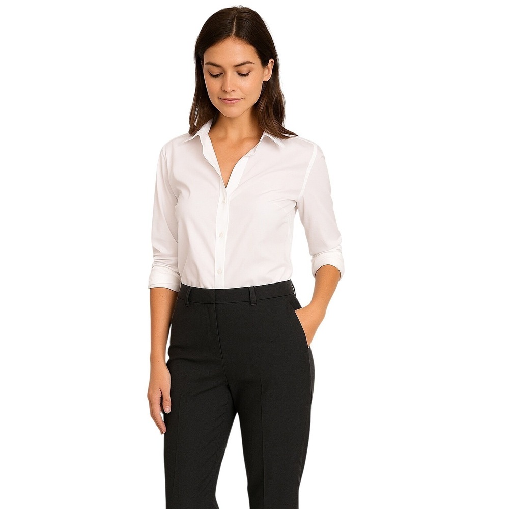 Banana Republic Gray Stretch Pants Women Sz2R High Rise Straight Washable
